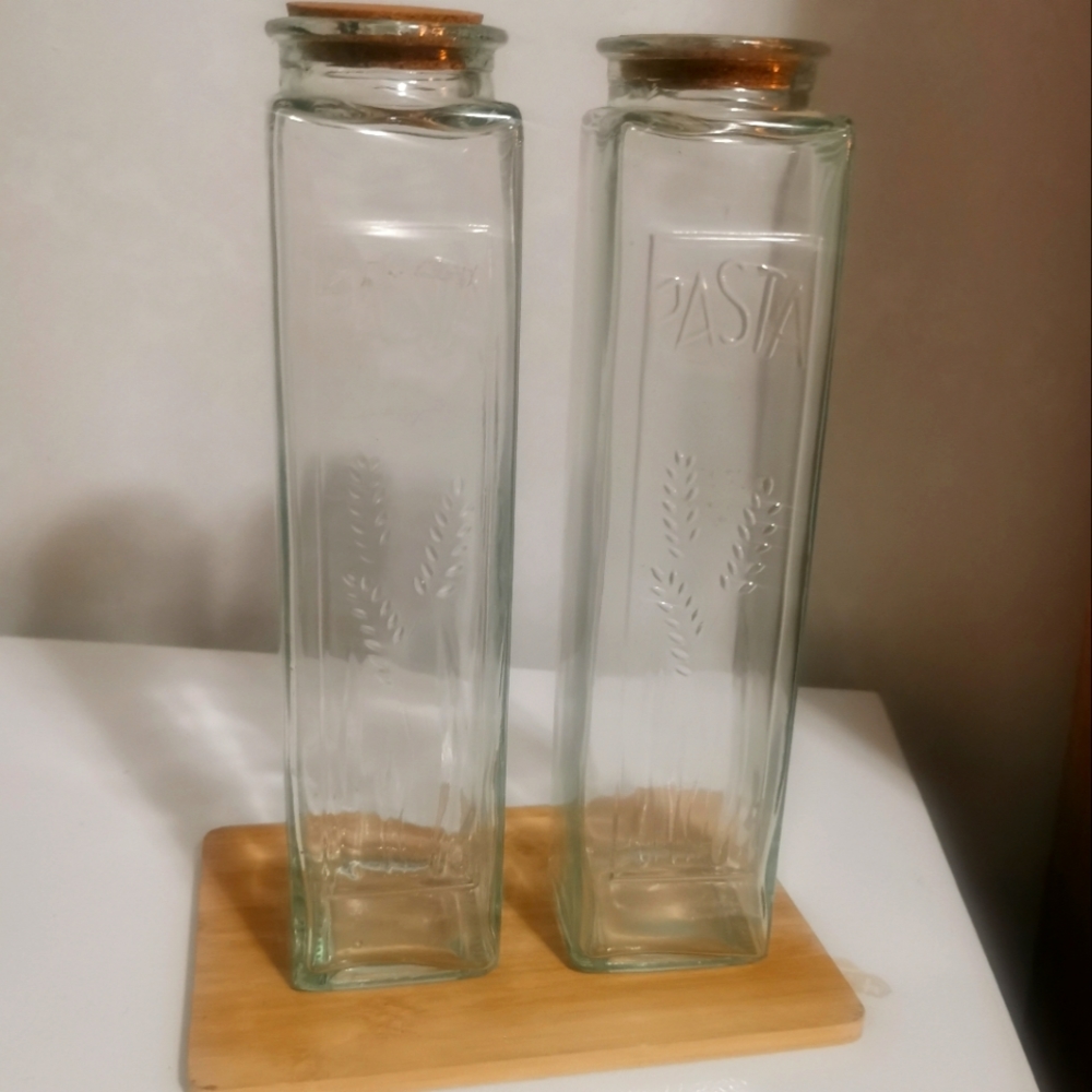 Vintage Pasta Containers Glass with Cork lid